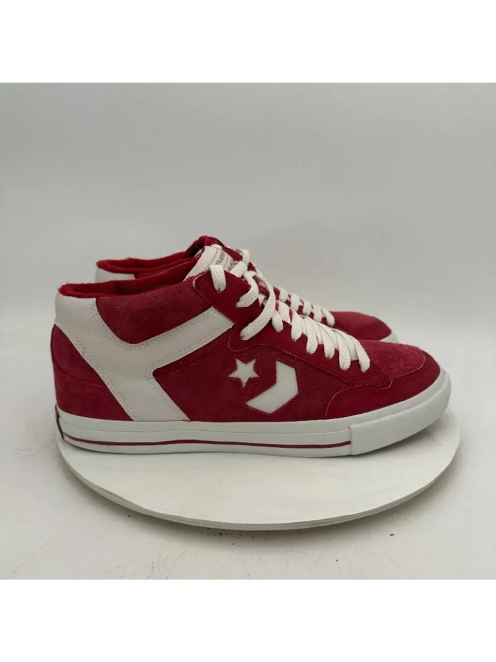 Converse Weapon CX Men Size 10 White Red Suede Mid Top Casual Shoes